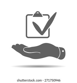 flat hand with check list icon