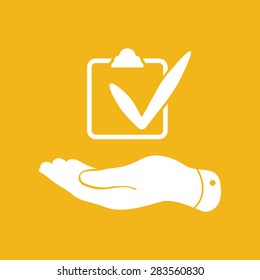 flat hand with check list icon