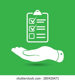 flat hand with check list icon