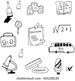 Flat Hand draw element student in doodle