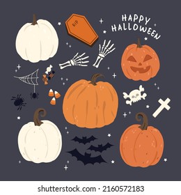 Flat Hand Draw Pumpkin Hallowen