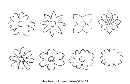 ícone de flor desenho à mão plana, ícone de linha de flor, vetor de flor desenhado à mão