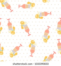 Flat hand drawing seamless pattern - Pina Colada cocktail