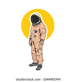 Flat hand drawing vector illustration - astronaut