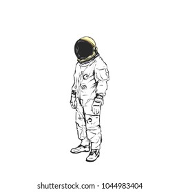 Flat hand drawing vector illustration - Astronaut 