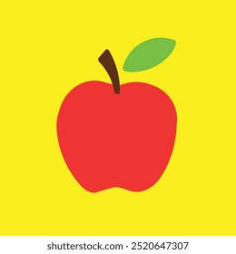 Ilustración de fruta de manzana dibujada a mano plana, logotipo de manzana plana dibujado a mano minimalista