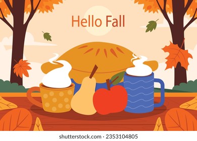 flat hand drawn background autumn season celebration.