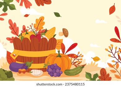 celebración de la temporada de otoño con fondo de mano plana.

