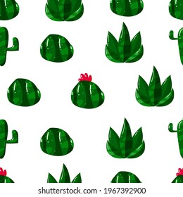 flat hand drawn cactus seamless pattern design