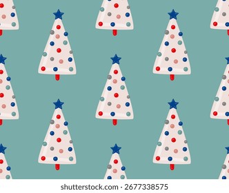 Flat hand drawn christmas tree pattern