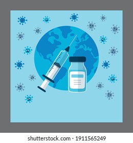 Ilustración de la vacuna coronavirus de mano plana