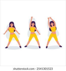 flat hand drawn dance fitness steps