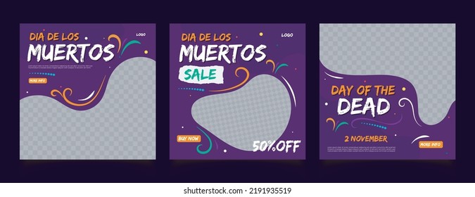 Flat hand drawn day of the dead template