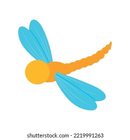 Flat hand drawn dragonfly cartoon insect collection isolated on white background for children animal book
