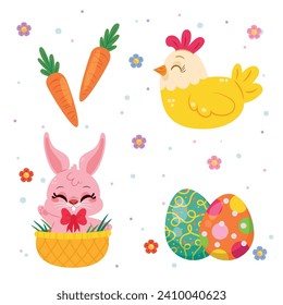 Flat Hand Drawn Easter Elements Collection