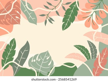 Flat hand drawn floral background template