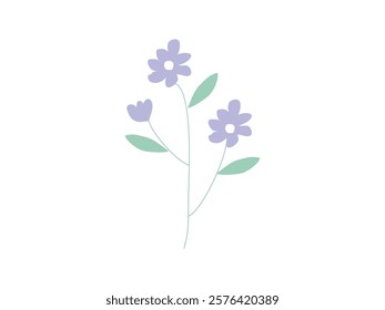 flat hand drawn flower vector illustration on transparent background