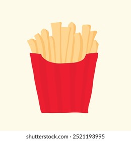 Flat hand drawn french fries illustration, hand drawn fast food french fries illustration