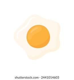 Flat hand drawn fried egg for breakfast food cartoon vector illustration isolated on white background