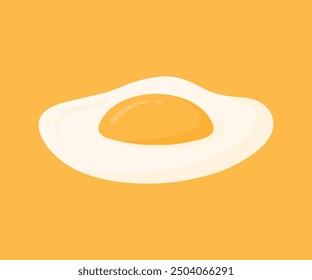 Flat hand drawn fried egg viewed from the side for breakfast food  cartoon vector illustration isolated