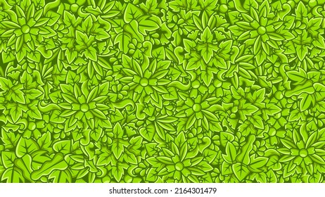 Fondo de hojas verdes dibujadas a mano plana