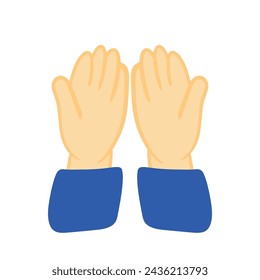 Flat hand drawn human praying, and receiving hand gesture for help, receive, pray, give and take with cute cartoon vector illustration isolated on white background