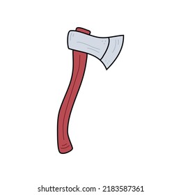 Flat hand drawn illustration. Axe isolated on white background 