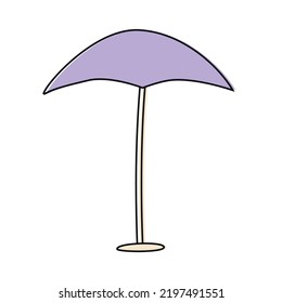 Flache, handgezeichnete Illustration. Sonnenschirm einzeln auf weißem Hintergrund 