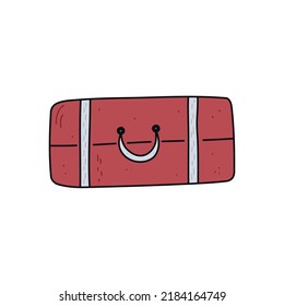 Flat hand drawn illustration. Briefcase isolated on white background 