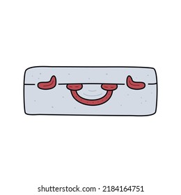 Flat hand drawn illustration. Briefcase isolated on white background 