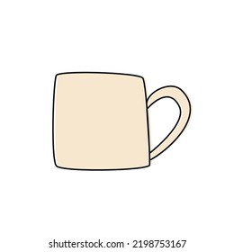 Flache, handgezeichnete Illustration. Cup einzeln auf weißem Hintergrund 