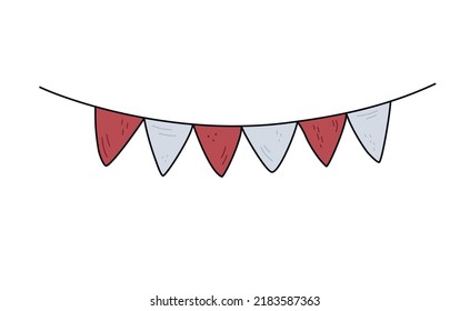 Flat Hand Drawn Illustration. Garland With Flads Isolated On White Background 
