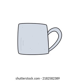 Flat hand drawn illustration. Mug isolated on white background 