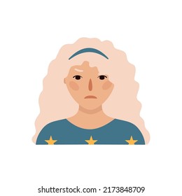 Ilustración dibujada a mano plana. Retrato de una chica rubia aislada de fondo blanco 