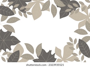 Flat hand drawn leaves background. Vector illustration.