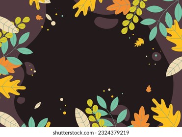 Flat hand drawn leaves background. Vector illustration.