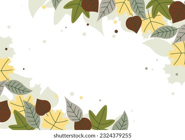Hojas dibujadas a mano plana en segundo plano. Ilustración vectorial.