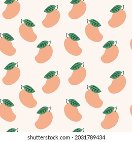 Patrón de frutos de mango dibujado a mano sin soldadura