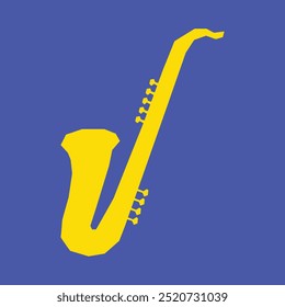 ilustração de saxofone desenhado à mão plana, ilustração de saxofone de instrumento musical minimalista