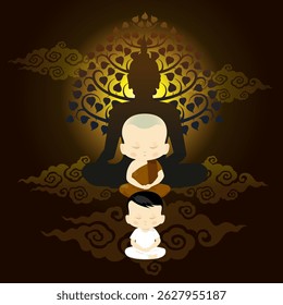 Uma jovem novata pratica meditação de acordo com os princípios budistas.