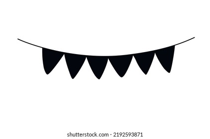 Ilustración de silueta plana a mano. Garland con banderas aisladas en fondo blanco