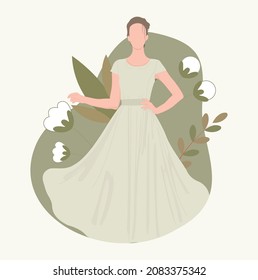 flat hand drawn sustainable fashion illustration with woman cotton