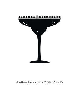 Flat hand drawn vector illustration of a mexican drink. Margarita with lemon