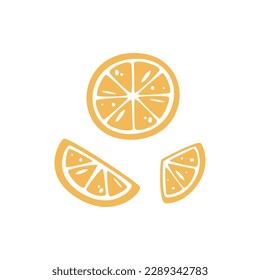 Flat hand drawn vector illustration of a mexican food. Fresh healthy lemon slices