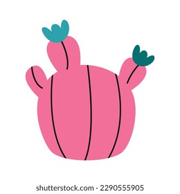 Flat hand drawn vector illustration of cactus