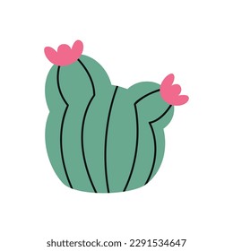 Flat hand drawn vector illustration of cactus