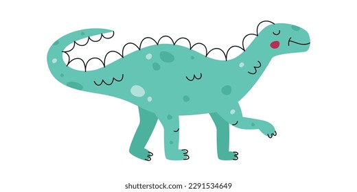 Flat hand drawn vector illustration of iguanodon dinosaur
