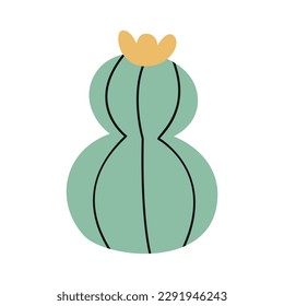 Flat hand drawn vector illustration of cactus
