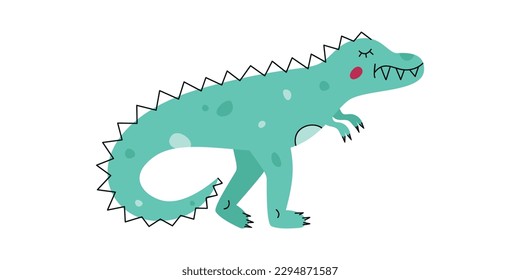 Flat hand drawn vector illustration of tyrannosaurus dinosaur