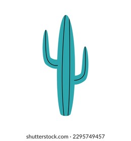 Flat hand drawn vector illustration of cactus